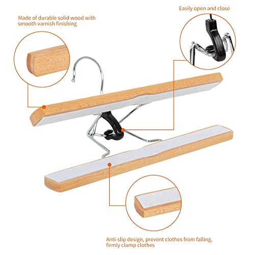 Amazon Basics Wooden Pants Hangers - Natural, 20-Pack