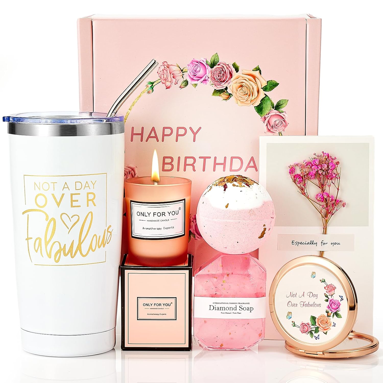 Happy Birthday Gifts for Women, Relaxing Spa Gifts Box Basket for Women Mom Sister Her Best Friend, Unique Gifts for Women Who Have Everything
