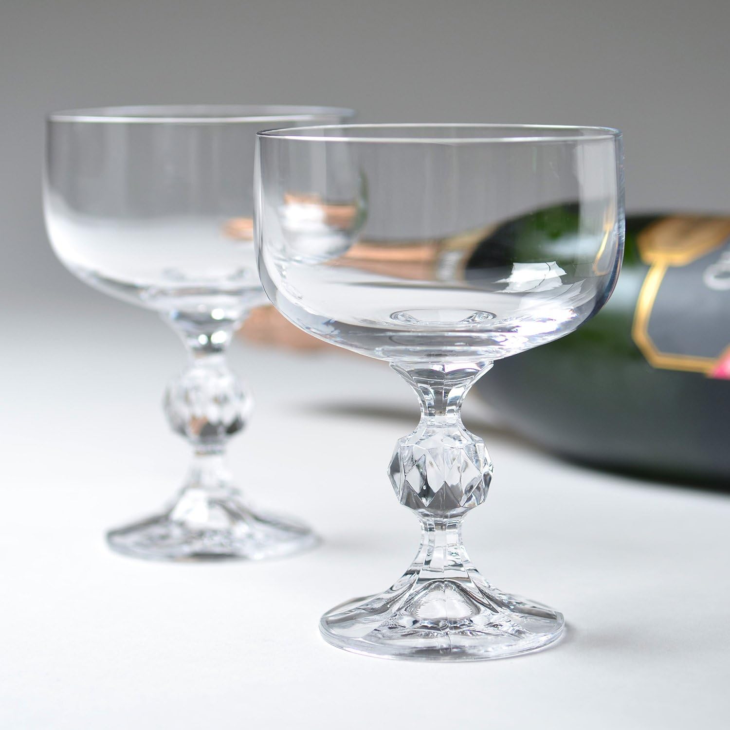 HISTORY COMPANY “City of Paris” Crystal Champagne Cocktail Coupe Glass 2-Piece Set (Gift Box Collection)