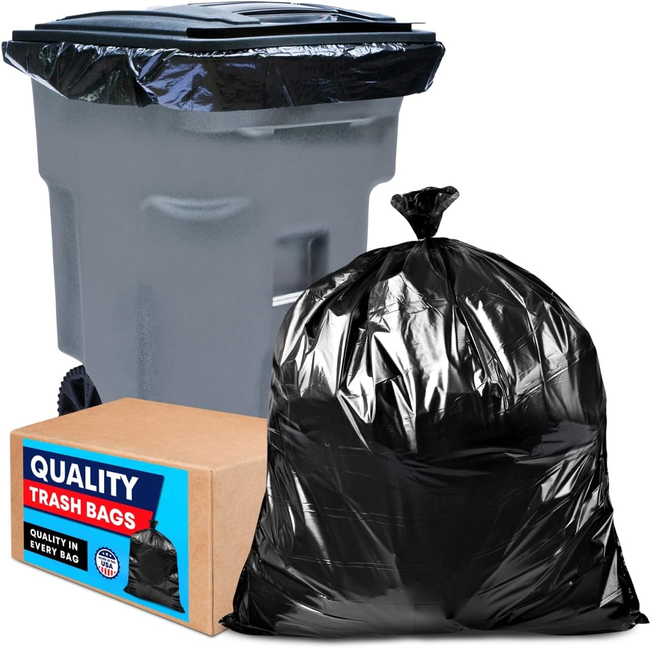 95-96 Gallon Trash Bags Heavy Duty 2 Mil (Value-Pack 25 Bags w/Ties) Extra Large Contractor Trash Bags 90 Gallon, 95 Gallon, 96 Gallon, 100 Gallon