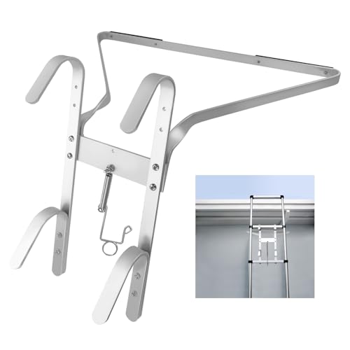 Telescoping Ladder 16.4FT/5M with 2 Detachable Hooks(2.8 inch), Attic Ladder Extension Ladder Telescopic Ladders, Portable Heavy Duty Loft Ladder for RV, Household, Outdoor Working, 330lbs Capacity