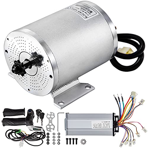 BestEquip Electric DC Motor, 2KW 48V Brushless Motor Kit 4300rpm High Speed Electric Scooter Motor for Go Kart Bike Motorcycle with Speed Controller, Throttle, Keylock