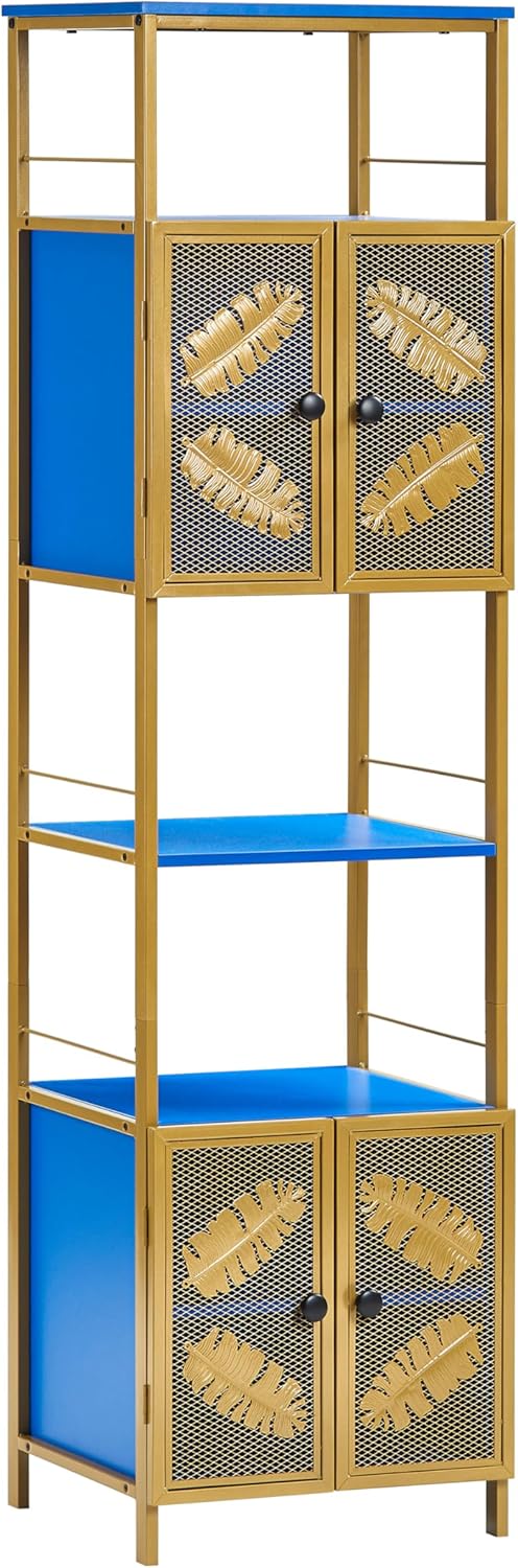 Tall Corner Cabinet, Floor Freestanding Narrow Tall Cabinet with Barn Door Design & Adjustable Shelves, Home Space Saver for Bathroom, Living Room, Laundry Room