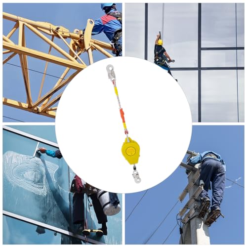 23ft Self Retracting Lifeline 330lbs Fall Arrester Fall Protection Dual Swivels Alloy Steel Hook Flame Retardant Steel Wire Rope, Green