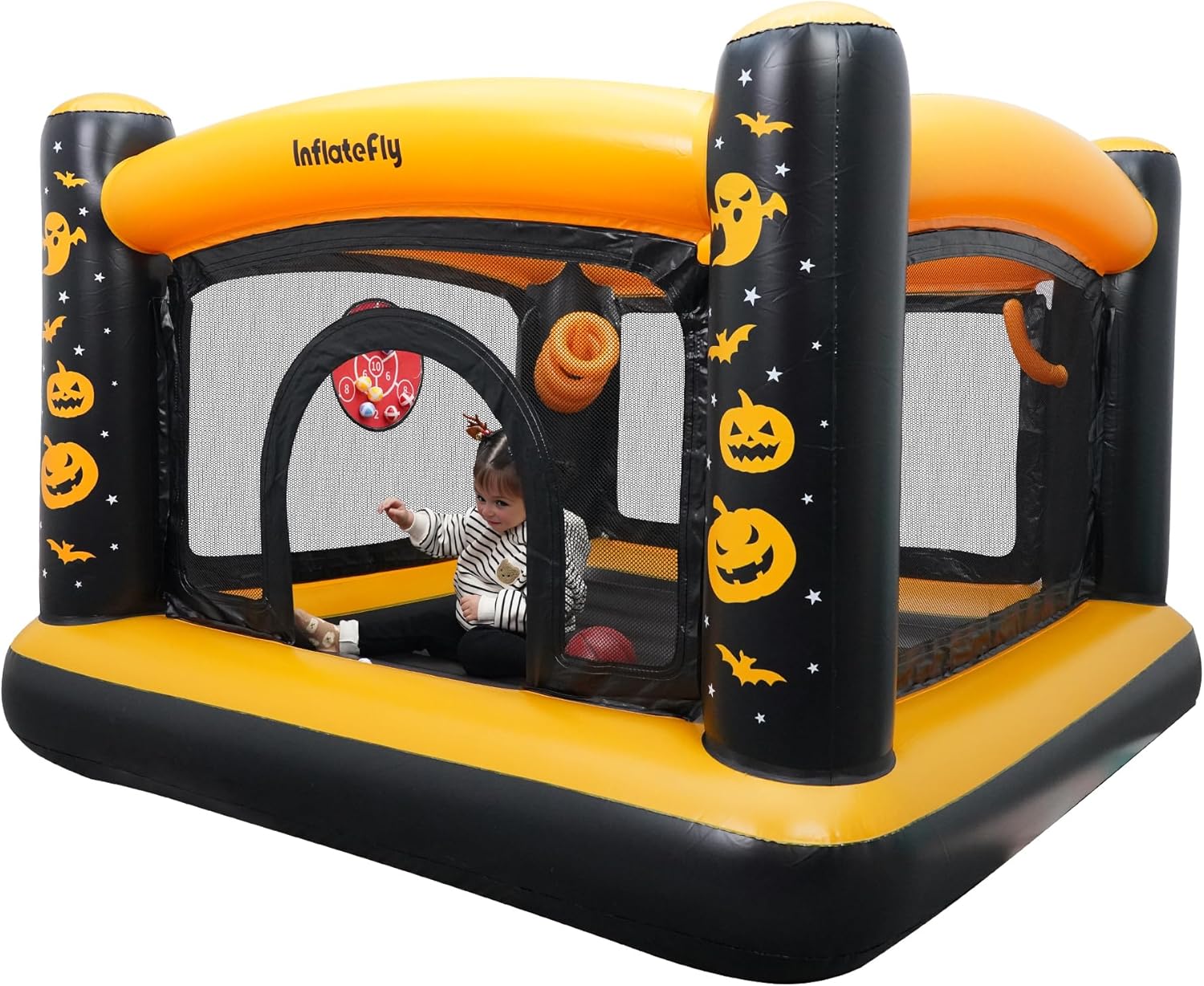 Bounce House Inflatable Castle Toddler Bouncy House for Kids with Ball Pit, Throw The Hoops, Shoot Basketball for Indoor or Outdoor