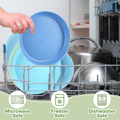 Mfacoy Wheat Straw Kids Plates and Bowls Set, Unbreakable Kids Dinnerware Set - 4 Pcs 7.75