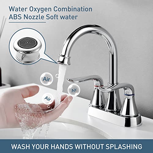 Bathroom Sink Faucet Widespread 8 Inch Bathroom Faucets for Sink 3 Hole Brushed Nickel Double Handles Bathroom Faucets with Pop Up Drain and cUPC Faucet Supply Lines