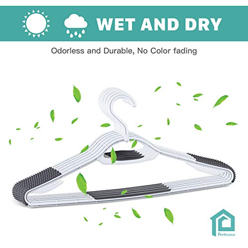 Extra Non Slip Plastic Clothes Hangers 30 Pack, with Sure Grip Rubber, 360 Degree Swivel Hook, Space Saving (Steel Blue/Cool Grey)