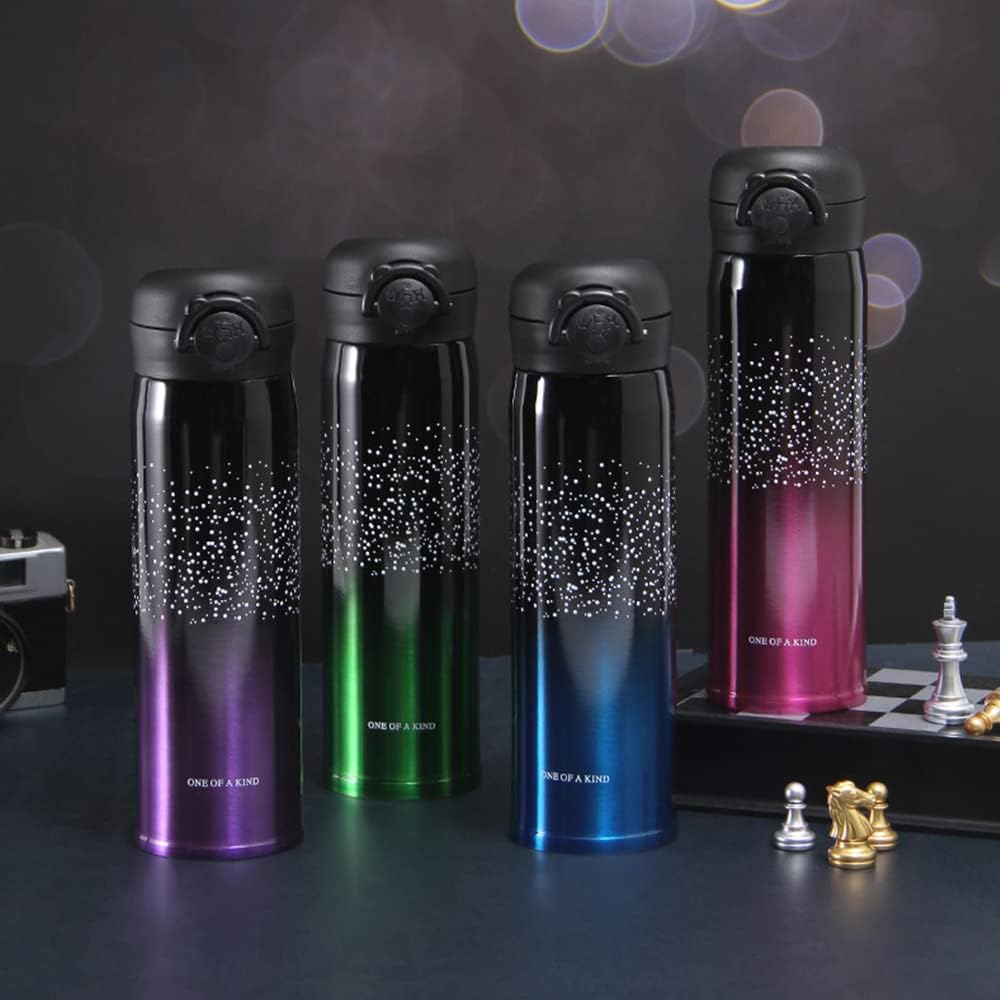 Water Bottle Thermoses Starry Sky, Thermal Vacuum Cups for Hot and Cold Drinks, BPA Free Stainless Steel Insulated Leak-proof Flask for Boys and Girls School Kids Indoor Outdoor Sports(17 oz Blue)