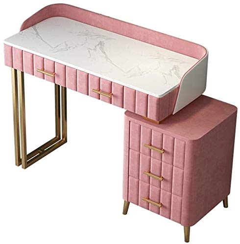 Luxury Dressing Vanity Table w/Stool for Bedroom, New Nordic Light Luxury Dressing Table Bedroom Modern Minimalist Storage Cabinet Mini Small Makeup Table(Style 1 (120cm))