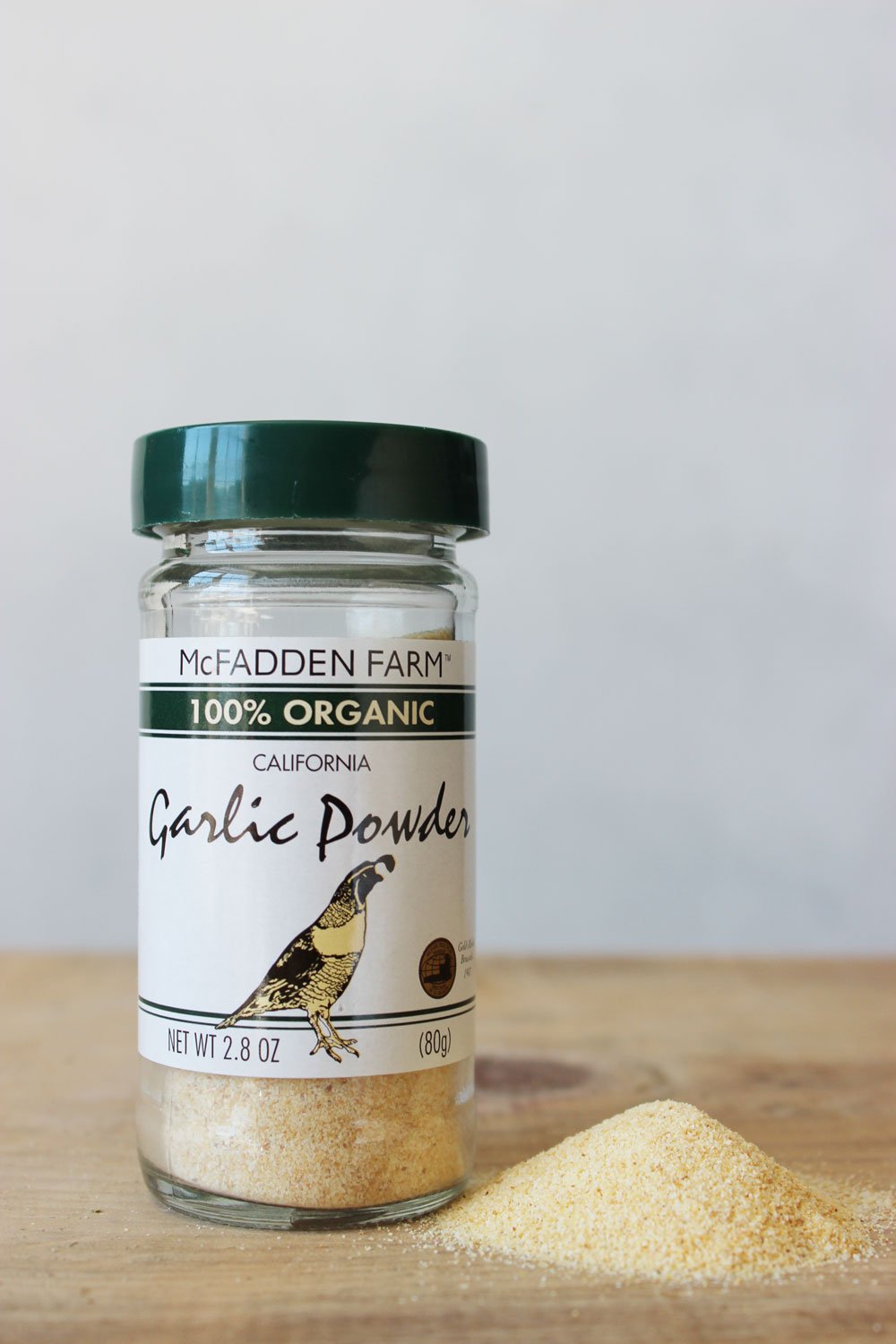 McFadden Farm Organic Garlic Powder, Grown and packed in the U.S.A., 2.8 oz. glass jar
