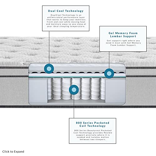 Beautyrest BR800 12 inch Plush Euro Top Mattress, Twin, Mattress Only