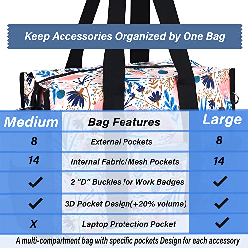 HoogaLife Nurse Bag for Work, Waterproof Lightweight Nursing Bag, 14 Internel Pockets, Large Portable Bag