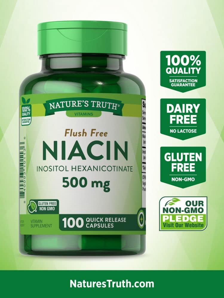 Nature's Truth Flush Free Niacin 500 mg 100 Caps, 100 Count