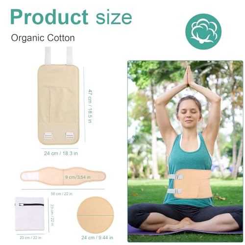 Castor Oil Pack Wrap for Liver Detox, Reusable Castor Oil Packs Wrap Organic Cotton for Waist and Neck and Breasts with Adjustable Elastic Strap, Anti Oil Leak (Castor Oil Not Included) (10PCS-Set)