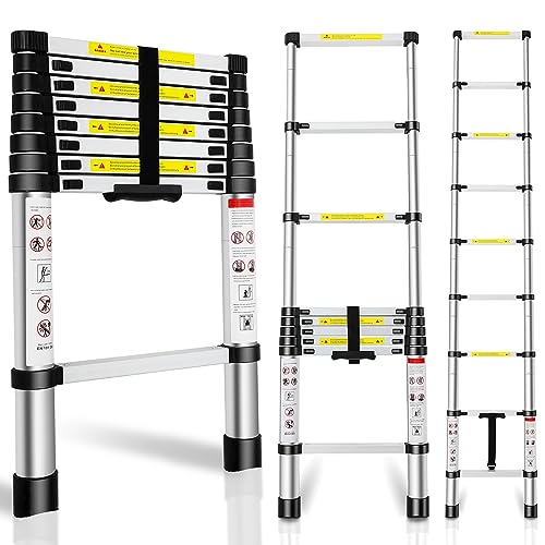 Telescoping Ladder 16.5FT, Telescopic Extension Ladder, Aluminum Alloy Folding Ladder Portable Multi-Purpose for Indoor Outdoor Work, Heavy Duty 330 lbs Load