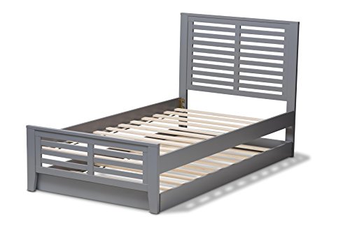 Baxton Studio Anglesy Modern Classic Bed with trundle, Twin, Grey