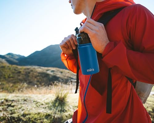 MIRA 12 oz Stainless Steel Water Bottle - Metal Thermos Flask Keeps Cold for 24 Hours, Hot for 12 Hours - Double Wall Vacuum Insulated - Leak Proof BPA-Free One Touch Lid - Rose Pink