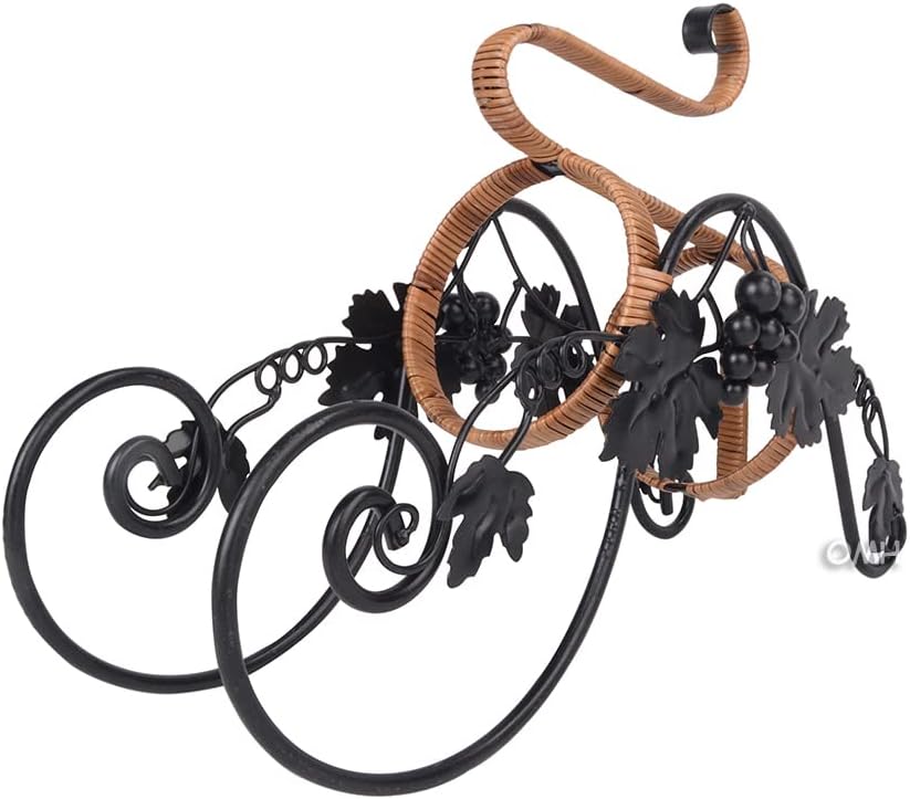 Old Modern Handicrafts On The Vine Embellished Metal Carriage Wine Holder, Black
