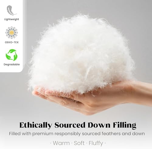 Goose Feather and Down Comforter King Size -All Season White Duvet Insert, Ultra Soft 100% Cotton Cover 106 x 90 inches with 8 Corner Tabs