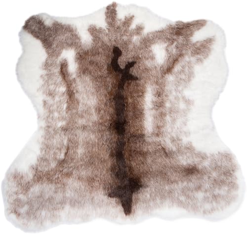 Luxe Faux Cowhide Rug for Rustic and Western Decor | Low Pile Faux Fur Rug with Black Cow Print | Cruelty-Free Fade Resistant Living Room Rugs | 4-1/4 x 5 ft