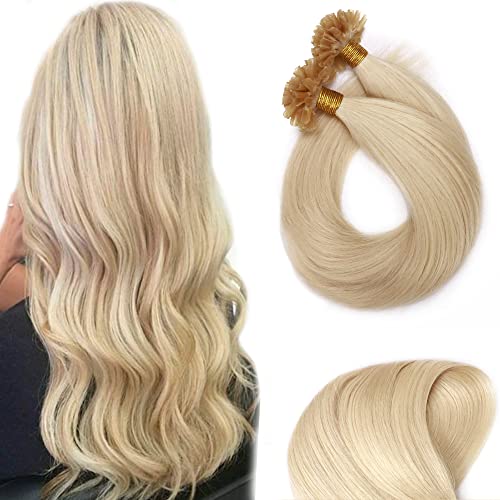 SEGO U Tip Hair Extensions Real Human Hair Pre Bonded Keratin Fusion Nail Tip Hair Balayage Natural Silky Straight Extensions 50 Strands 50g/Pack //18 Inch Medium Brown&Dark Blonde