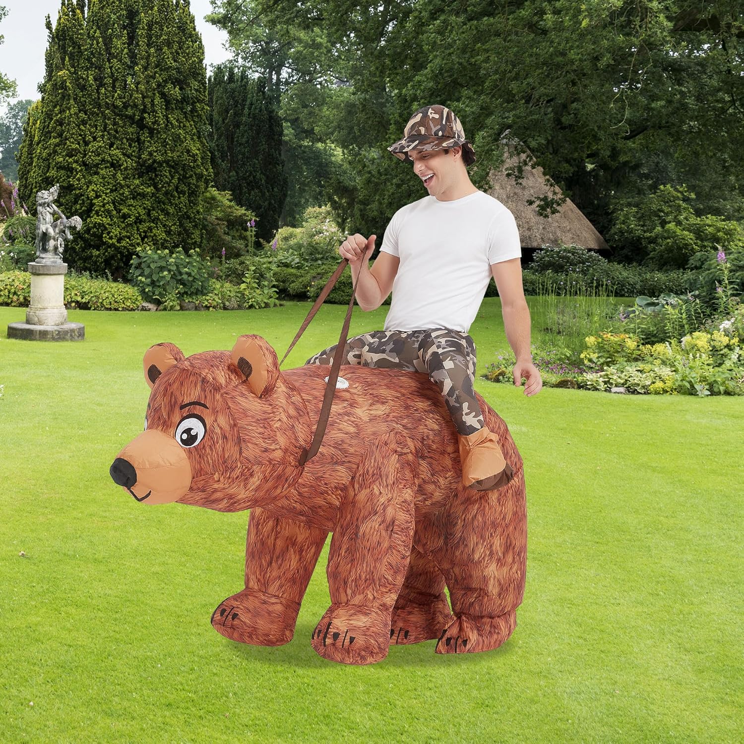 One Casa Bear Inflatable Costume Riding Bear Air Blow up Funny Fancy Dress Party Halloween Costume for Adult