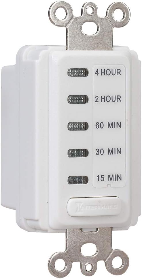 Intermatic EI215W 15/30/60 Minute, 2/4 Hour SPST 1800-Watt in-Wall Countdown Timer, White