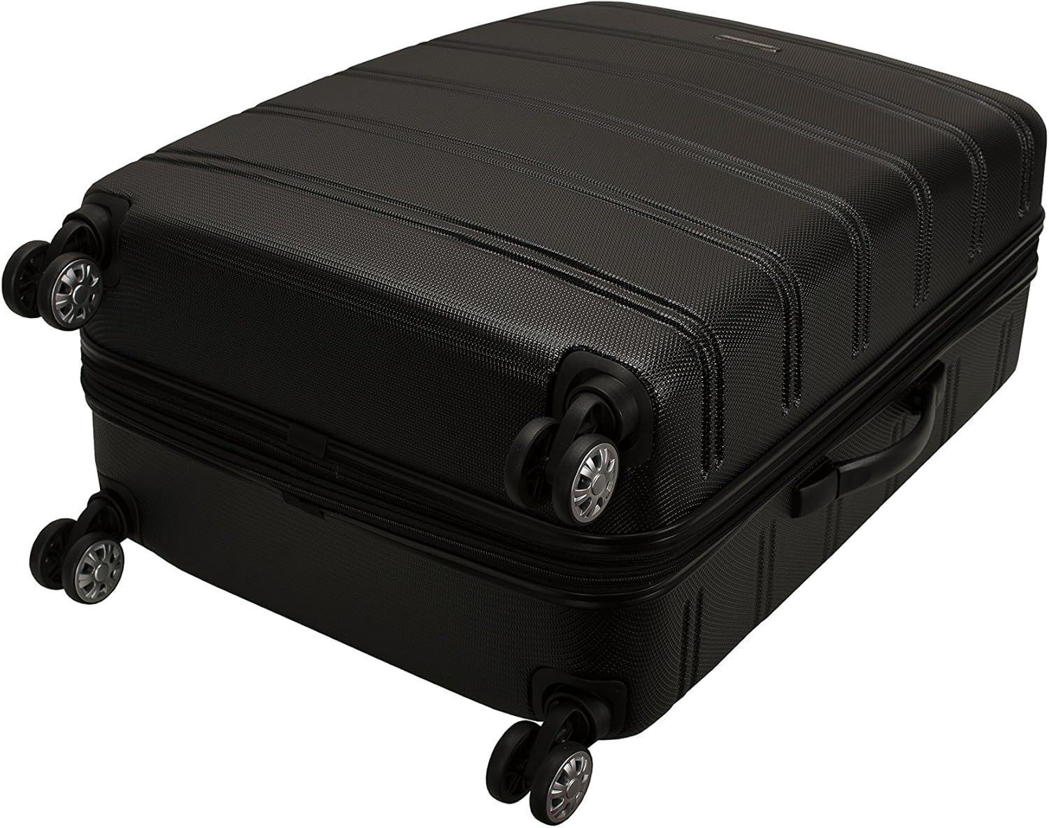 Rockland Melbourne Hardside Expandable Spinner Wheel Luggage, BLACK, Checked Large 28