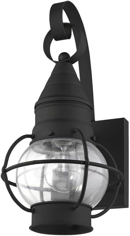 Livex Lighting 26900-04 Transitional One Light Outdoor Wall Lantern from Newburyport Collection in Black Finish