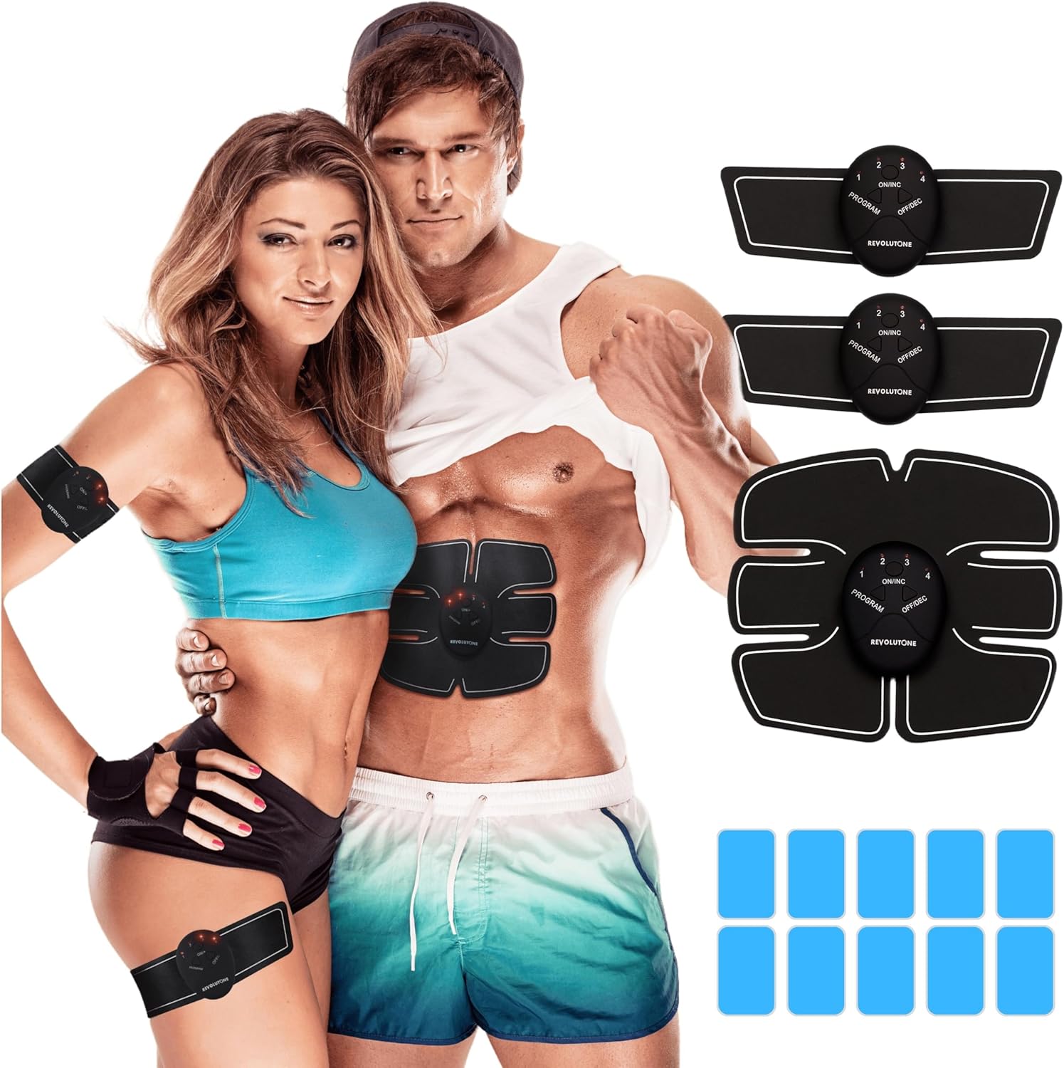 Abs Stimulator Fitness Belt and Abdominal Toner Equipment for Muscle Adult Women and Man at Home Workout Gym