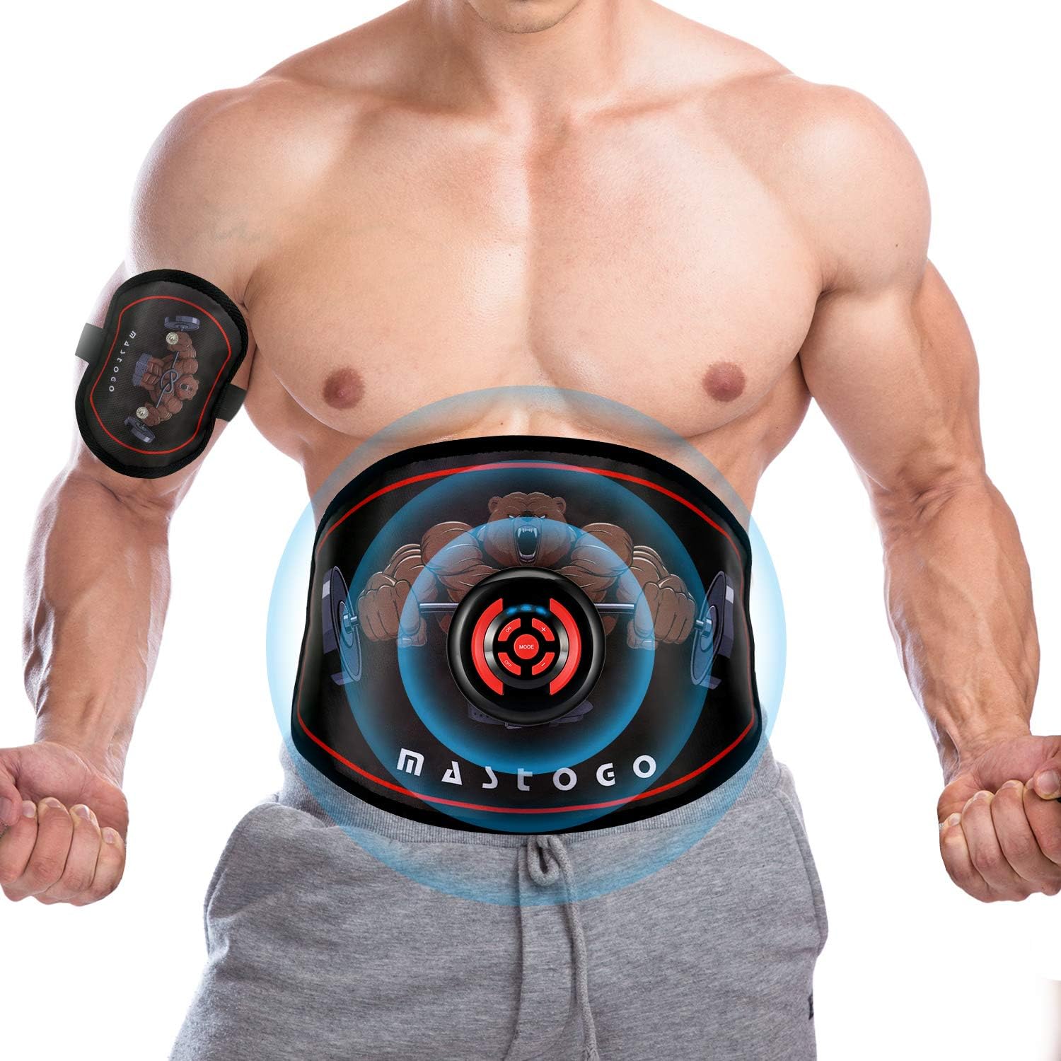 Electronic Abs Toning Training Belt - 9 Modes Pulse Abdominal Stomach Machine EMS Waist Trimmer Equipment Ab Fitness Workout Stimulator for Men Women Belly Arm Leg Muscle Pain Relief Device