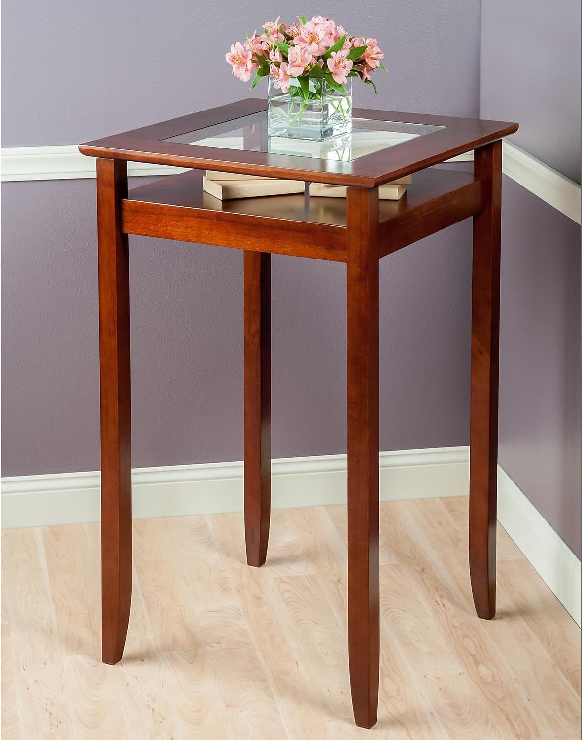 Winsome Halo Pub Table with Tempered Glass Top, Walnut (94127)