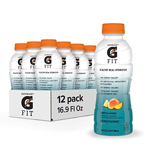 Gatorade Fit Electrolyte Beverage, Healthy Real Hydration, Tropical Mango, 16.9.oz Bottles (12 Pack)