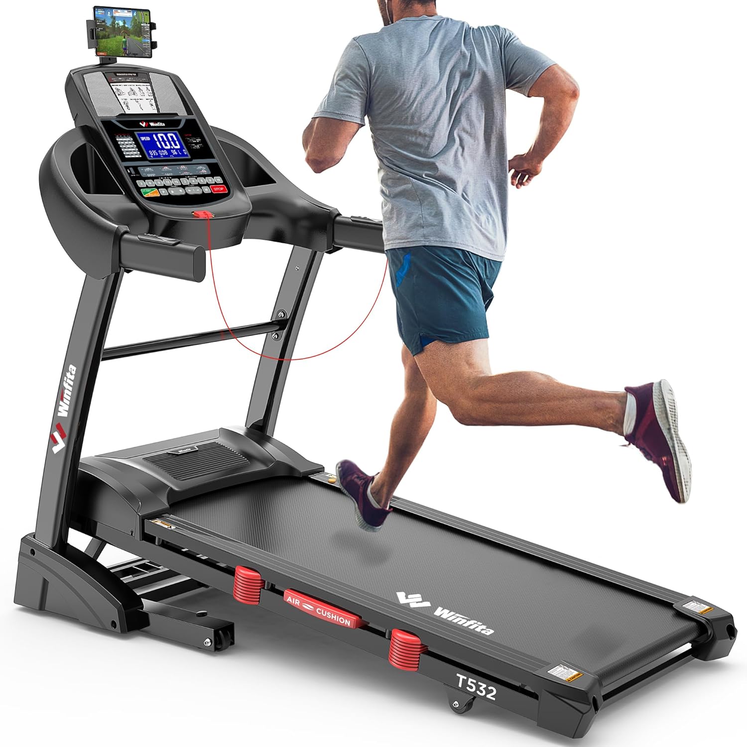 4.5HP Foldable Treadmill for Home with 15% Auto Incline, 300 LB Capacity, 10 MPH Speed, 50