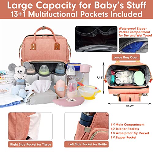 Diaper Bag Backpack Baby with Changing Station Travel Waterproof 3 in 1 Foldable Unisex (black)