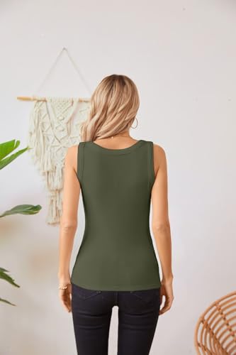 VICHYIE Womens Summer Tank Tops Crewneck Sleeveless Shirts Ribbed Tanks Slim Fitted Casual Basic Tee Shirt