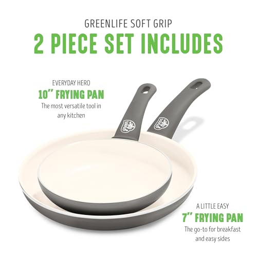 GreenLife Soft Grip 8” Frypan and Spatula Healthy Ceramic Nonstick Breakfast Cookware Set, PFAS-Free, Easy to Clean, Dishwasher Safe, Oven Safe, Stay-Cool Handles, Pink