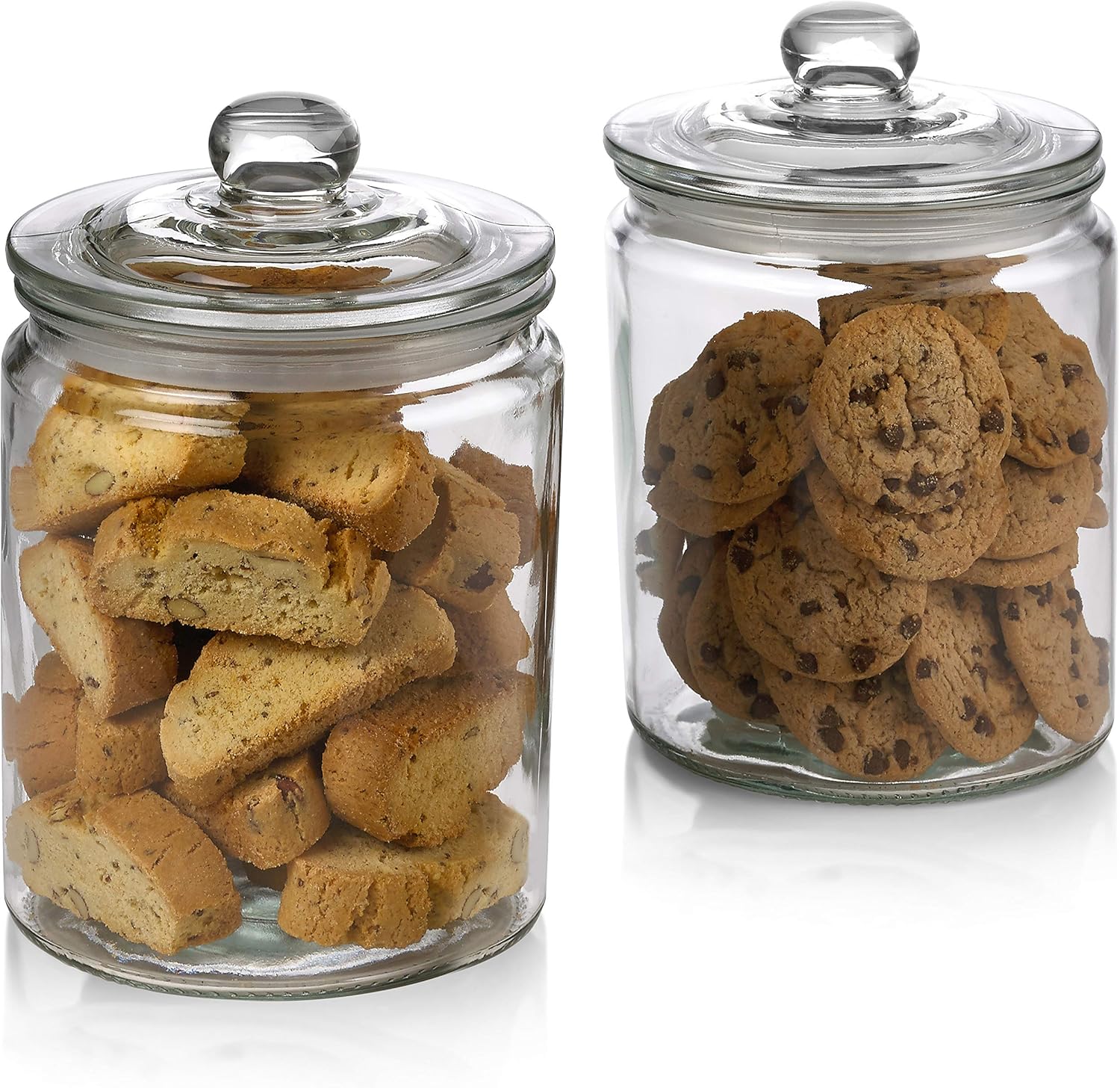 2 Pc 1 Gallon 128 oz Clear Glass Storage Jar with Lids - Airtight Food Jars - Glass Kitchen Containers for Pantry, Countertop