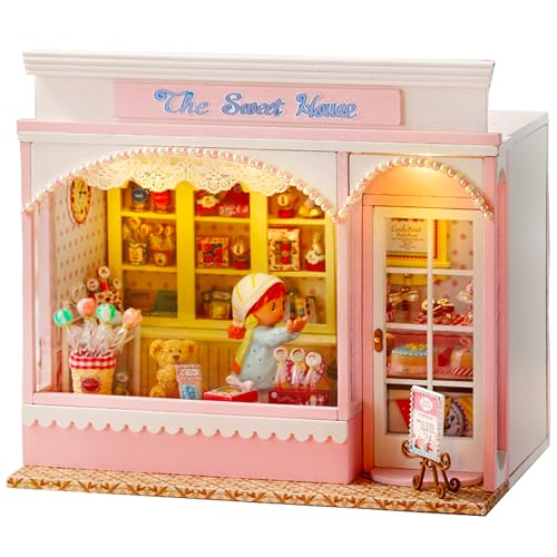 Roroom DIY Miniature and Furniture Dollhouse Kit,Mini 3D Wooden Doll House Craft Model,Creative Room Idea for Valentine's Day Birthday Gift(Book Outside The book) (LV003-Dust cover)