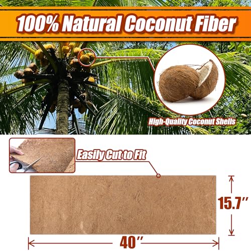 Coco Liner Roll, 16 x 40 Inch Coconut Fiber Liners for Planter Window Box Flower Basket, Natural Coco Coir Sheet Coco Mats for Animal Pet Pad, Reptile Carpet, Garden Decoration