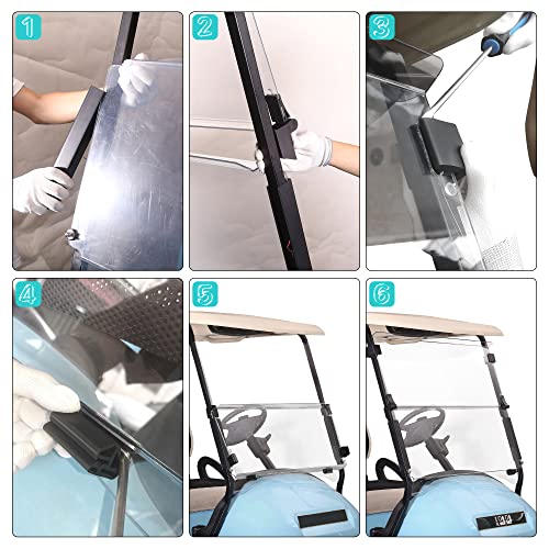 10L0L Golf Cart Windshield Compatible with Club Car Precedent G&E 2004-up Models, Foldable and Ultraviolet-proof, 37.5