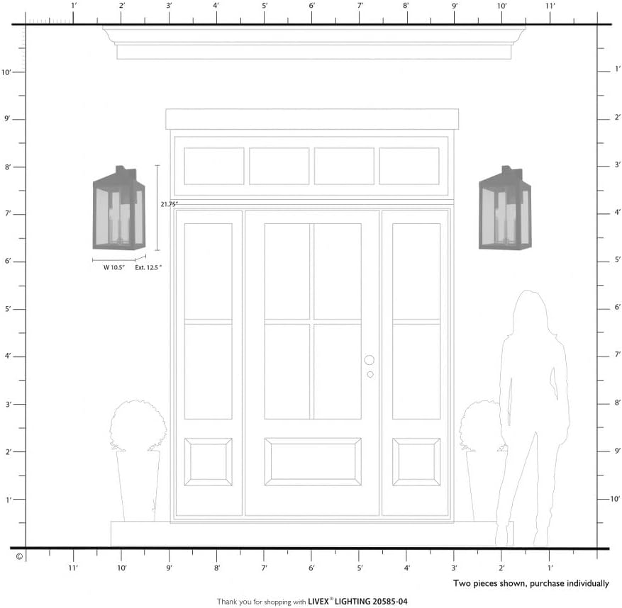 Livex Lighting 20585-01 Nyack Antique 3 Light Outdoor Wall Lantern, Brass