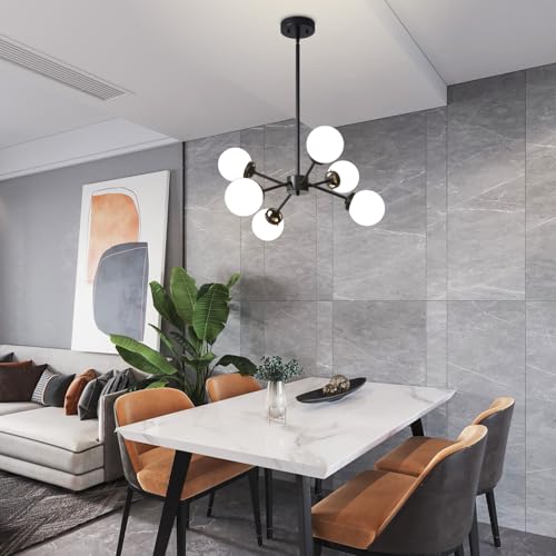 Lighting 4-Light Globe Sputnik Chandelier Milk Glass Shade Modern Gold Chandelier Light Fixture Mid Century Sputnik Chandeliers Pendant Lighting