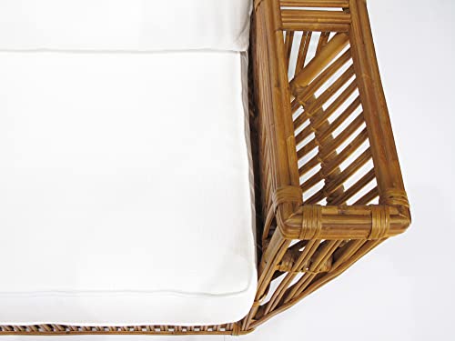 Nantucket Rattan Living Room Furniture Loveseat (#1841H) (Turbo Cloud), Multi