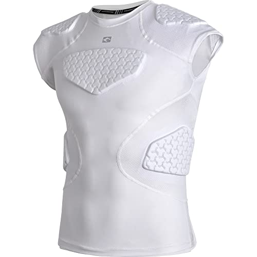 COOLOMG Youth Football Padded Shirt Chest Rib Protector Heart Sternum Shoulder Protection for Rugby Lacrosse