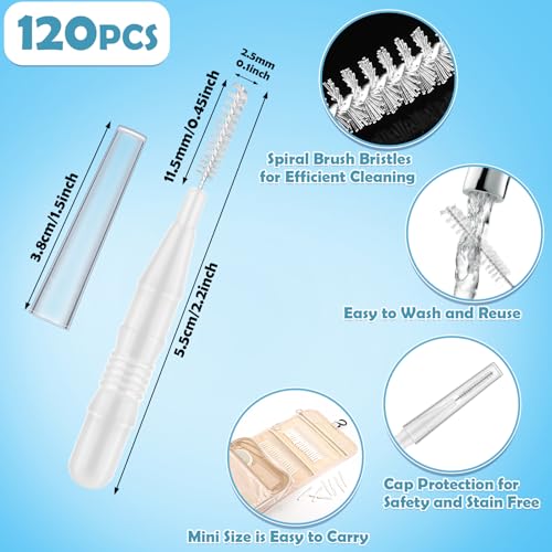 120 Pieces Braces Flossers for Cleaner Interdental Brushes Between Teeth, Toothpick Dental Tooth Flossing with Soft Bristles 360° Bendable Oral Dental Hygiene Flosser Cleaning Tool