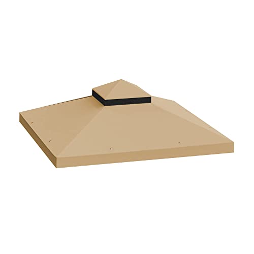 Outdoor Patio 13x10 Ft Gazebo Replacement Canopy Top Cover Double Tiered Gazebo Replacement Shade Cover (for 13x10 Ft Gazebo Frame, Gray-13x10 Ft)