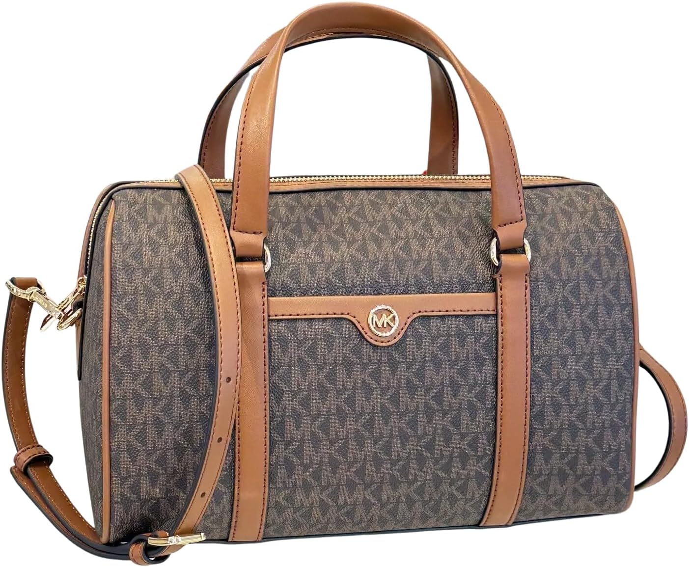 MICHAEL KORS JST TRAVEL MEDIUM DUFFLE SATCHEL SHOULDER CROSSBODY BAG BROWN