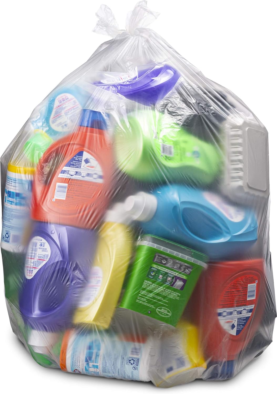 45 Gallon Clear Recycling Trash Bags, (Huge 100 Bags w/Ties) Extra Large Trash Bag Liners. 40 Gallon, 42 Gallon, 44 Gallon, 45 Gallon, 31 Gallon, 32 Gallon, 39 Gallon Clear Trash Can Liners